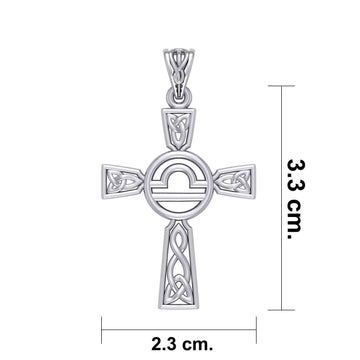 Celtic Cross Libra Astrology Zodiac Sign Silver Pendant TPD5954 - Jewelry